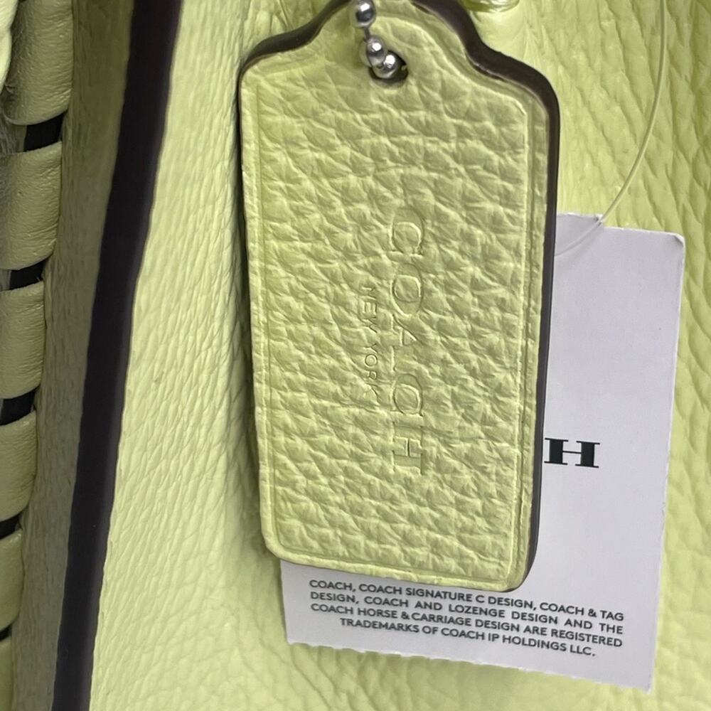 Coach Lane Leather Whipstitch Shoulder Bag Pale Lime Silver Trim - Picture 8 of 10